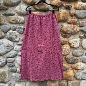 L.L. Bean Mauve Floral Midi Skirt